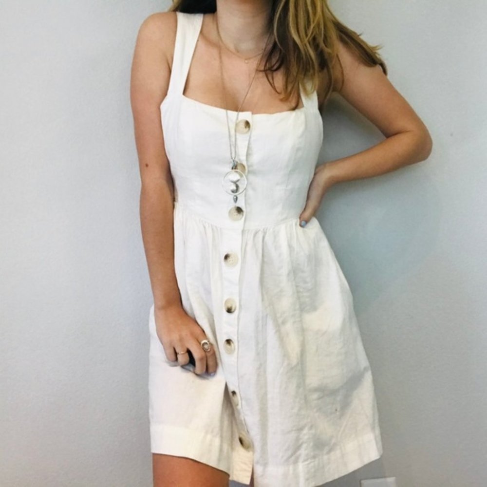 Free People white tortoise button mini dress - Picture 2 of 7